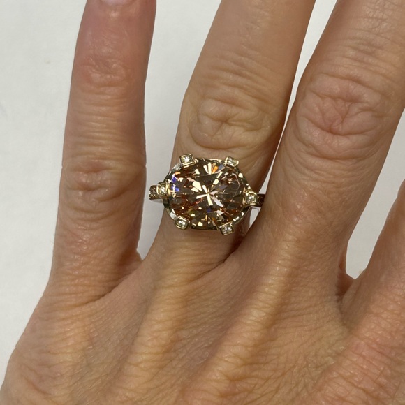 Suzy Levian Yellow Sterling Silver Orange & White CZ Rings NWT - Picture 6 of 7